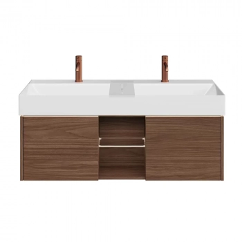 Тумба GRANDE подвесная 120, 2 ящика + открытая зона, структурированный орех