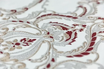 Обои виниловые на флизелиновой основе Ориент мотив, белый красный