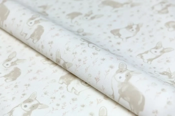 Обои виниловые на флизелиновой основе Уик-энд мотив, бежевый корги