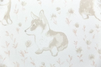 Обои виниловые на флизелиновой основе Уик-энд мотив, бежевый корги