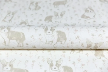 Обои виниловые на флизелиновой основе Уик-энд мотив, бежевый корги