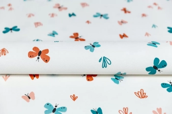 Обои виниловые на флизелиновой основе Уик-энд мотив, оранжево-синий бабочки
