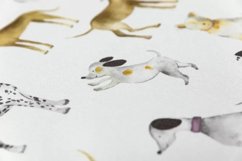 Обои виниловые на флизелиновой основе Уик-энд мотив, серый собачки