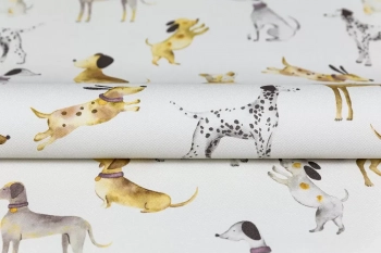 Обои виниловые на флизелиновой основе Уик-энд мотив, серый собачки
