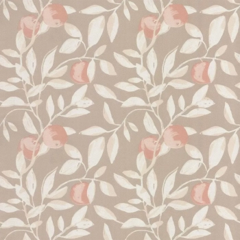 Обои виниловые на флизелиновой основе Шафран мотив, бежевый, апельсины