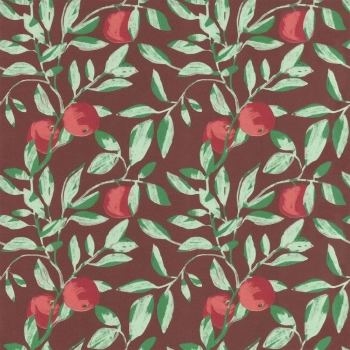 Обои виниловые на флизелиновой основе Шафран мотив, красный, апельсины