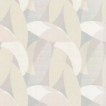 Обои виниловые на флизелиновой основе Шафран мотив, бежевый серый, листья