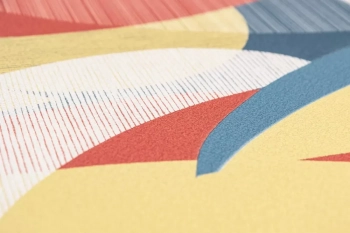 Обои виниловые на флизелиновой основе Шафран мотив, разноцветный синий