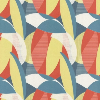 Обои виниловые на флизелиновой основе Шафран мотив, разноцветный синий