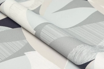 Обои виниловые на флизелиновой основе Шафран мотив, черный, листья