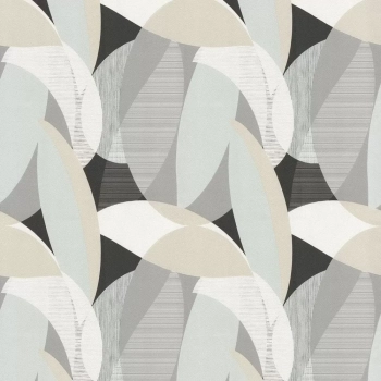 Обои виниловые на флизелиновой основе Шафран мотив, черный, листья