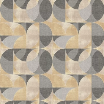 Обои виниловые на флизелиновой основе Шафран мотив, черный, круги