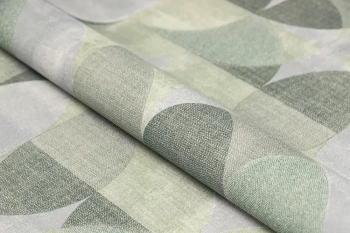 Обои виниловые на флизелиновой основе Шафран мотив, зелёный, круги