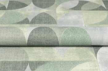 Обои виниловые на флизелиновой основе Шафран мотив, зелёный, круги