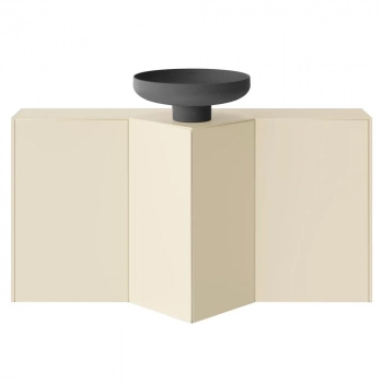 Тумба-модуль CARAVAN под раковину со столешницей без боковин, подвесная 50, push, сливочная матовая