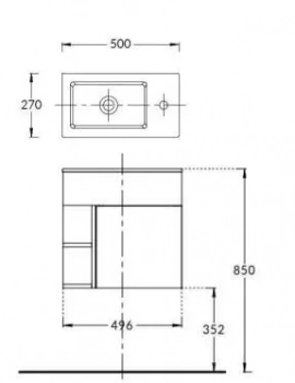 Тумба LATO подвесная 50 см, дверца push + полочки, утренний серый, серый пыльный матовый