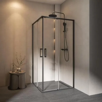 Душевой уголок LINDO, раздвижной с функцией soft close, квадратный, 100х100х195, хром