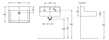 Раковина LOGICA M мебельная\подвесная cо встроенным смесителем 65, белая глянцевая