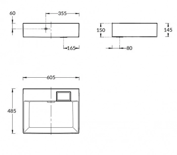 Раковина LOGICA мебельная без отверстий 60, белая глянцевая