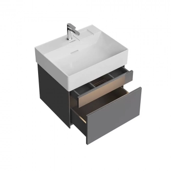 Тумба LOGICA подвесная 2 ящика 60 см, стальной серый