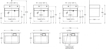 Тумба LOGICA подвесная 2 ящика 70 см, стальной серый