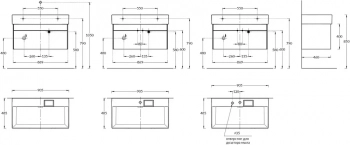 Тумба LOGICA подвесная 2 ящика 90 см, песчаный