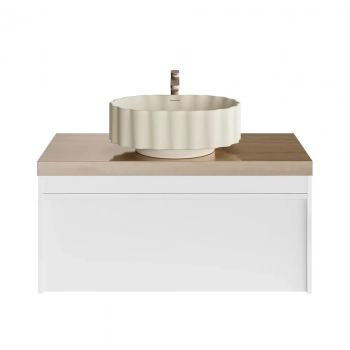 Тумба MODULA подвесная 100 с ящиком 1+1, белая глянцевая