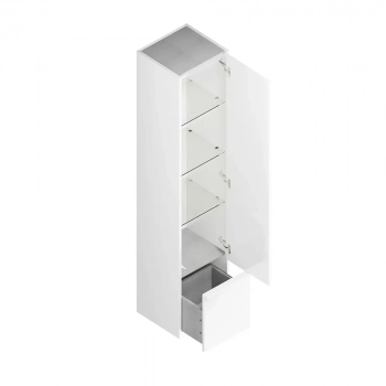 Пенал MODULA подвесной 165 с дверцей и ящиком, белый глянцевый