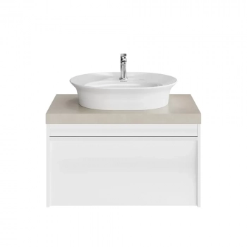 Тумба MODULA подвесная 80 с ящиком 1+1, белая глянцевая