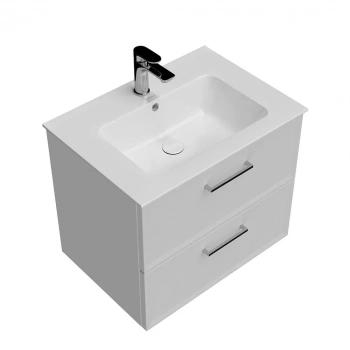 Тумба PIANO Classic подвесная 65 см, 2 ящика, ясень белый матовый