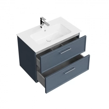 Тумба PIANO Classic подвесная 75 см, 2 ящика, ясень синий матовый