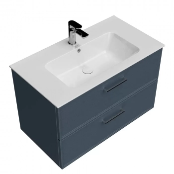 Тумба PIANO Classic подвесная 85 см, 2 ящика, ясень синий матовый