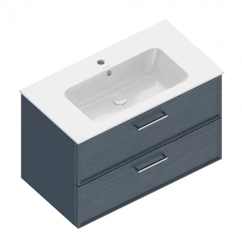 Тумба PIANO Classic подвесная 85 см, 2 ящика, ясень синий матовый