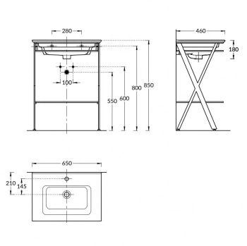 Металлическая структура PIANO Next напольная 65, черная матовая