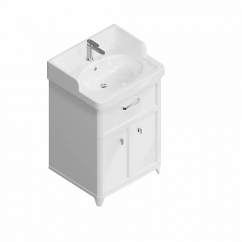 Тумба POMPEI напольная с ящиком и дверцами 60, белая глянцевая