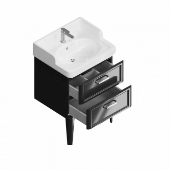 Тумба POMPEI напольная с 2 ящиками 60, черная глянцевая