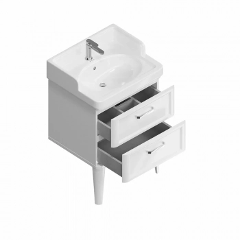 Тумба POMPEI напольная с 2 ящиками 60, белая глянцевая