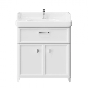 Тумба POMPEI напольная с ящиком и дверцами 80, белая глянцевая