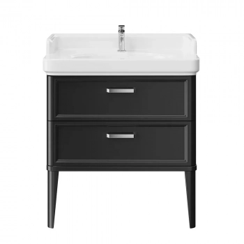 Тумба POMPEI напольная с 2 ящиками 80, черная глянцевая