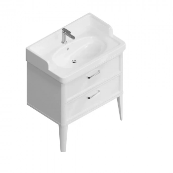 Тумба POMPEI напольная с 2 ящиками 80, белая глянцевая