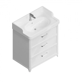 Тумба POMPEI напольная с 3 ящиками 80, белая глянцевая