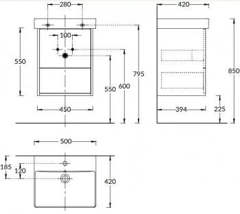 Тумба PRO подвесная 2 ящика 50, вяз