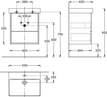 Тумба PRO подвесная 2 ящика 55, белая матовая