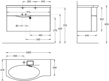 Тумба RIVA 100 см левая, белая матовая