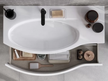 Раковина RIVA мебельная левая с крепежом 100, белая глянцевая