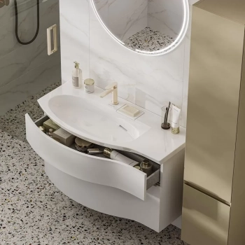 Раковина RIVA мебельная левая с крепежом 100, белая глянцевая