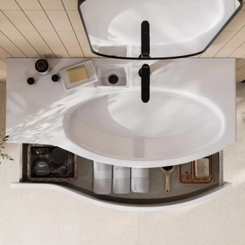 Раковина RIVA мебельная левая с крепежом 100, белая глянцевая