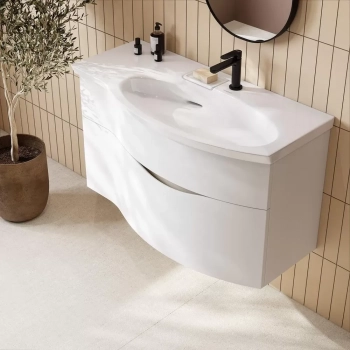 Раковина RIVA мебельная правая с крепежом 100, белая глянцевая