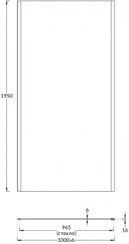 Душевая боковая панель VETRO, 100х195, хром