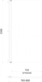 Шторка на ванну VETRO, распашная 80х150, матовый черный